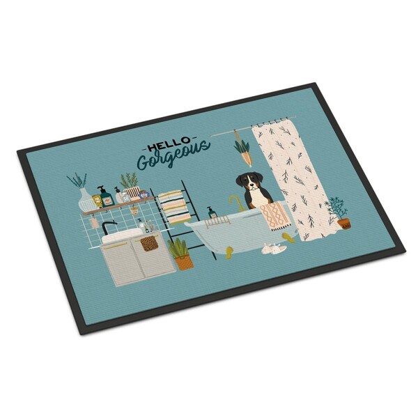 Carolines Treasures 24 x 36 in. Greater Swiss Mountain Dog in Bathtub Indoor or Outdoor Mat CK7459JMAT - main